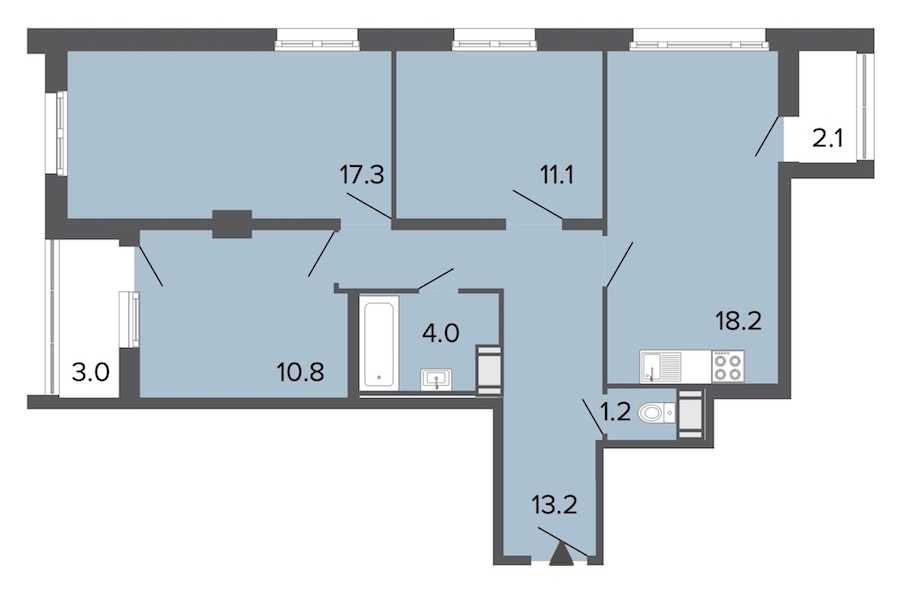 Трехкомнатная квартира в RBI: площадь 75.7 м2 , этаж: 5 – купить в Санкт-Петербурге